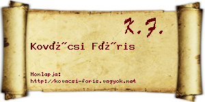 Kovácsi Fóris névjegykártya