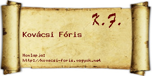 Kovácsi Fóris névjegykártya